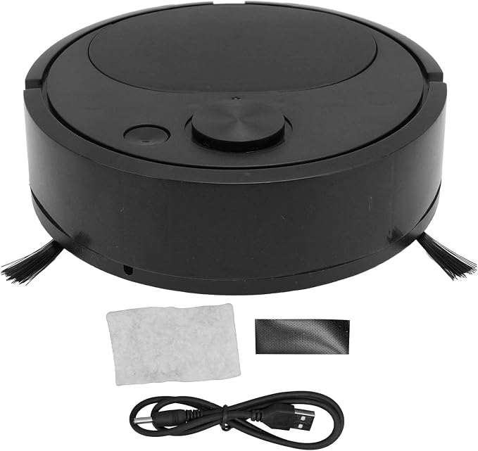 Robot Vacuum Cleaner, Mini Automatic Avoidance USB Charging Smart Sweeping Robot for Wooden Flooring for Carpet (Black)