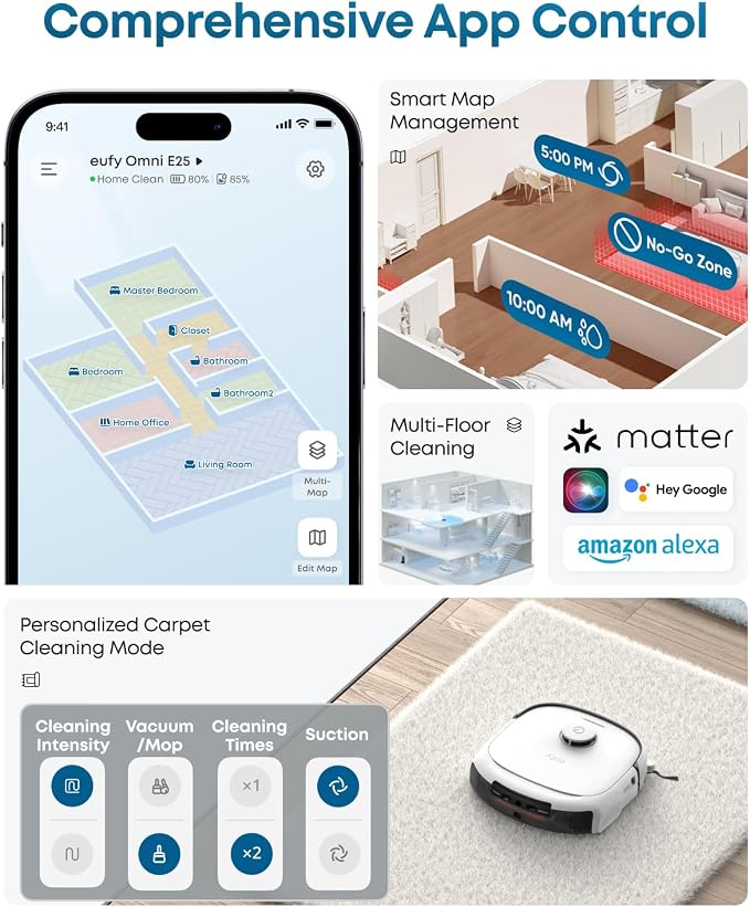 Robot Vacuum E25, HydroJet System with Roller Mop, 20,000 Pa Turbo Suction, All-in-One Robot Vacuum and Mop Combo