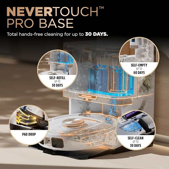 Robot Vacuum & Mop Combo, PowerDetect NeverTouch Pro, Pad Wash & Dry, 60-Day Debris Capacity, 5PowerDetect