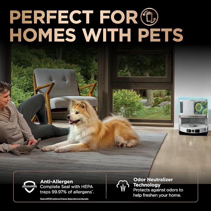 Robot Vacuum & Mop Combo, PowerDetect NeverTouch Pro, Pad Wash & Dry, 60-Day Debris Capacity, 5PowerDetect