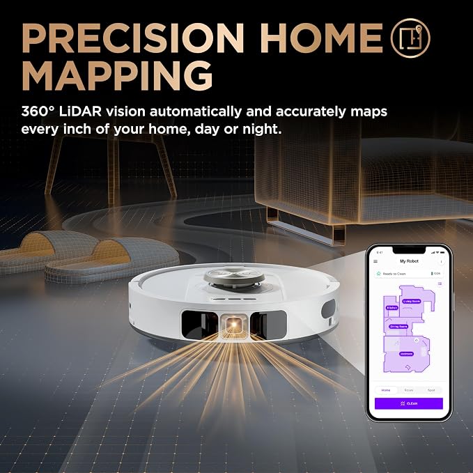 Robot Vacuum & Mop Combo, PowerDetect NeverTouch Pro, Pad Wash & Dry, 60-Day Debris Capacity, 5PowerDetect