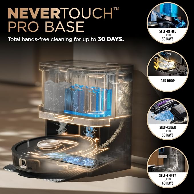 Robot Vacuum & Mop Combo, PowerDetect NeverTouch Pro, Self-Emptying, Self-Refill with Self-Clean Pad Wash & Dry, alternate