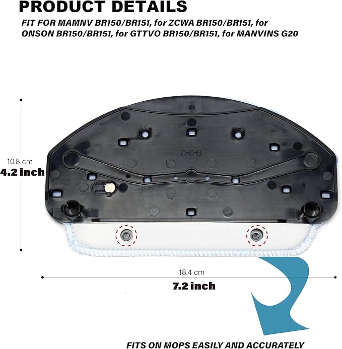 Robot Vacuum Mop Pads Replacement Parts Fit for BR150/BR151, for BR150/BR151, for ONSON BR150/BR151, for GTTVO