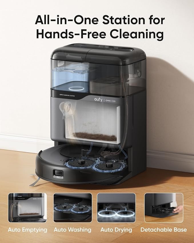 Robot Vacuum Omni C20, Robot Vacuum and Mop Combo, Self Emptying, Auto Mop Washing and Auto Drying for Hands-Free Cleaning