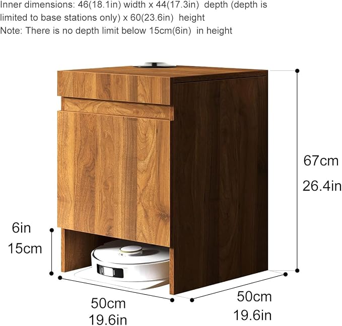 Robot Vacuum Stand Cabinet,Storage Cabinet with Doors for Robot Vacuum Cleaner,End Side Table for Home Office,Wood