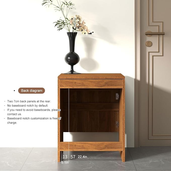 Robot Vacuum Stand Cabinet,Storage Cabinet with Doors for Robot Vacuum Cleaner,End Side Table for Home Office,Wood