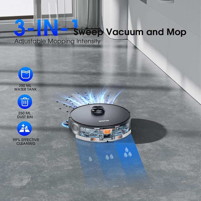 Robot Vacuum with LiDAR Navigation, Robotic Vacuums Cleaner and Mop Combo with App/Alexa/Voice Control, Smart Mapping, Strong