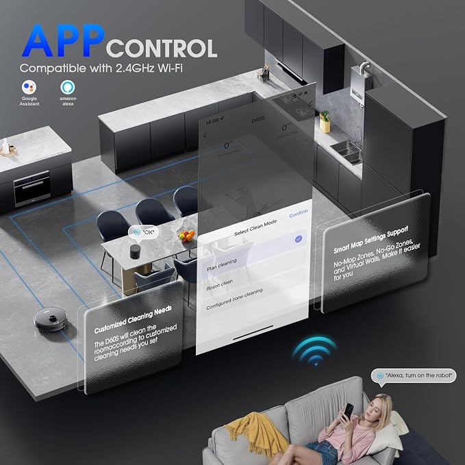 Robot Vacuum with LiDAR Navigation, Robotic Vacuums Cleaner and Mop Combo with App/Alexa/Voice Control, Smart Mapping, Strong