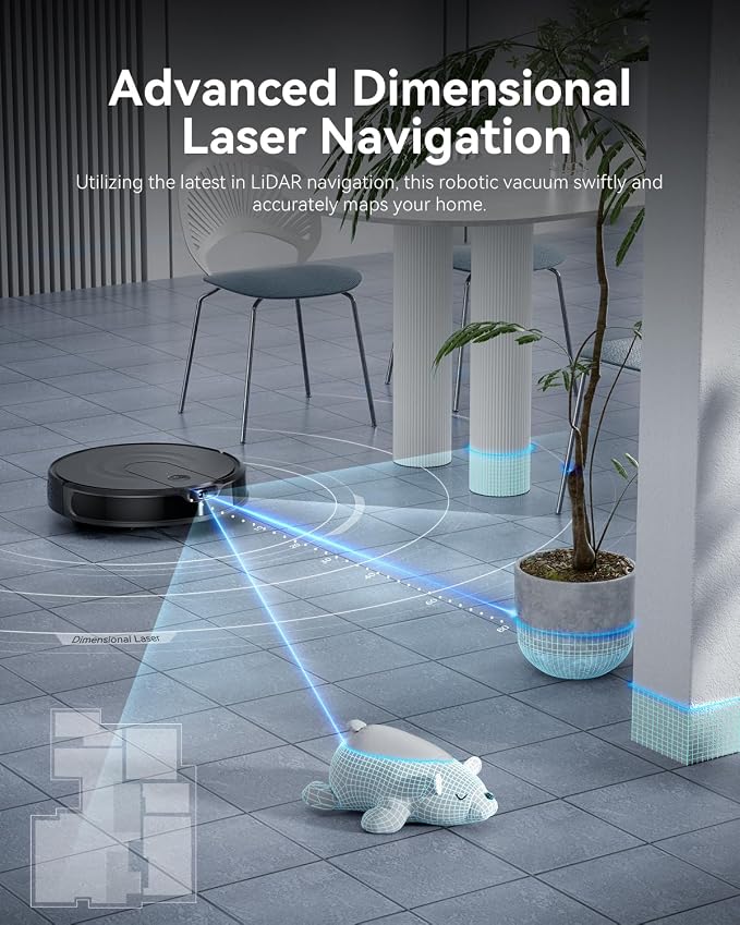 RobotVacuum Robot Vacuum and Mop Combo, LiDAR Navigation, 9000Pa Suction Robotic Vacuum Cleaner – Ultra Design, 200 Min