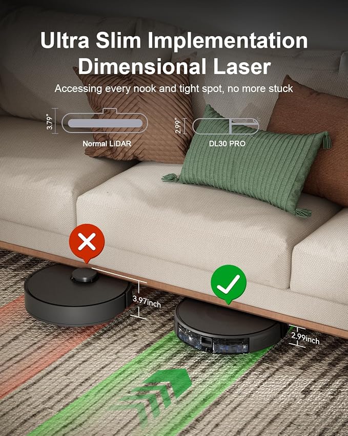 RobotVacuum Robot Vacuum and Mop Combo, LiDAR Navigation, 9000Pa Suction Robotic Vacuum Cleaner – Ultra Design, 200 Min