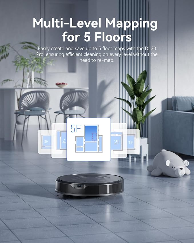 RobotVacuum Robot Vacuum and Mop Combo, LiDAR Navigation, 9000Pa Suction Robotic Vacuum Cleaner – Ultra Design, 200 Min