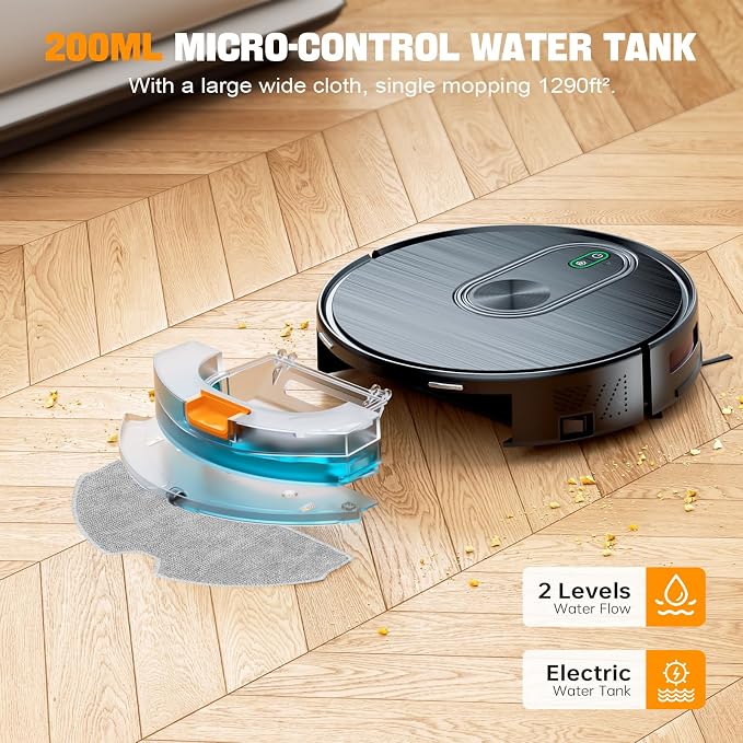 RobotVacuumandMop Robot Vacuum and Mop Combo, 6500Pa Strong Suction, 2 in 1 Robotic Vacuum with Gyro Inertial Navigation