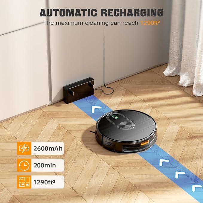 RobotVacuumandMop Robot Vacuum and Mop Combo, 6500Pa Strong Suction, 2 in 1 Robotic Vacuum with Gyro Inertial Navigation