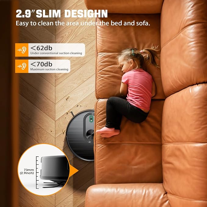 RobotVacuumandMop Robot Vacuum and Mop Combo, 6500Pa Strong Suction, 2 in 1 Robotic Vacuum with Gyro Inertial Navigation