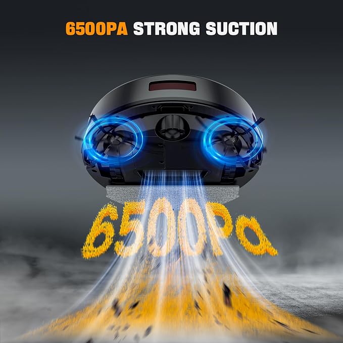 RobotVacuumandMop Robot Vacuum and Mop Combo, 6500Pa Strong Suction, 2 in 1 Robotic Vacuum with Gyro Inertial Navigation