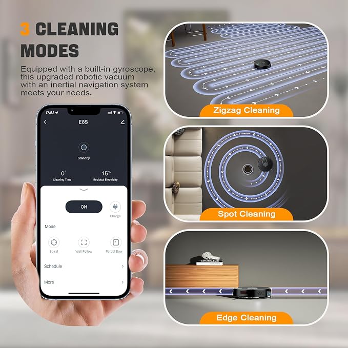 RobotVacuumandMop Robot Vacuum and Mop Combo, 6500Pa Strong Suction, 2 in 1 Robotic Vacuum with Gyro Inertial Navigation