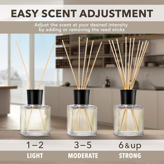 Room Fragrance Diffuser Lemongrass 6.8 Fl Oz - 200ml - with Bamboo Sticks - with Pure & Natural Lemongrass Essential Oil