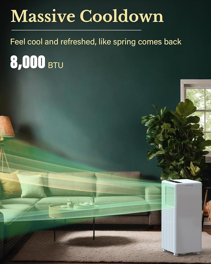 Room Portable Air Conditioner, 8,000 BTU Window Air Conditioner Up to 350 Sq.Ft, 4 Modes Portable AC with Cooling, Fan