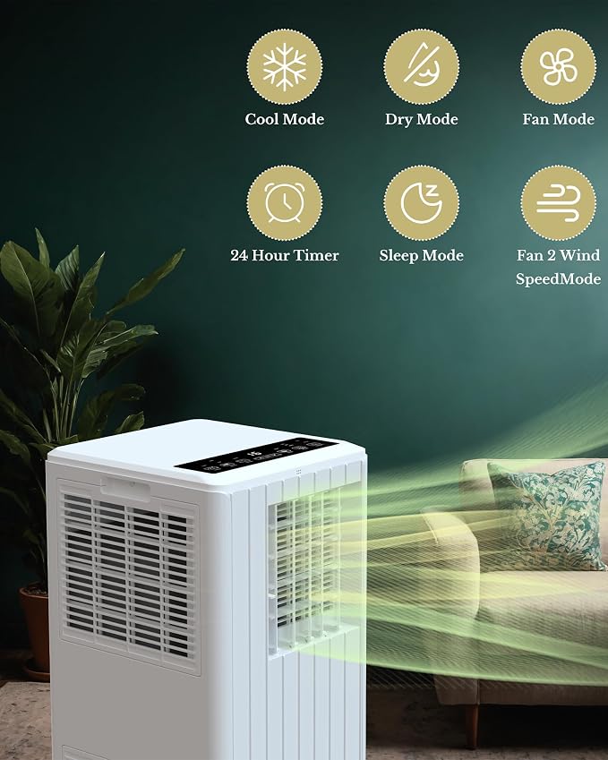 Room Portable Air Conditioner, 8,000 BTU Window Air Conditioner Up to 350 Sq.Ft, 4 Modes Portable AC with Cooling, Fan