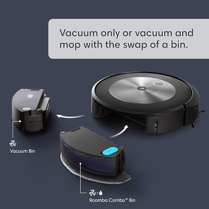 Roomba Combo j5+ Self-Emptying Robot Vacuum & Mop – Identifies and Avoids Obstacles Like Pet Waste & Cords, Empties Itself