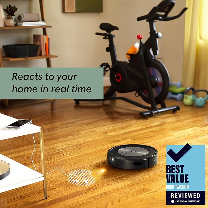 Roomba j7 (7150) Wi-Fi Connected Robot Vacuum - Identifies and avoids Obstacles Like pet Waste & Cords, Smart Mapping, Works