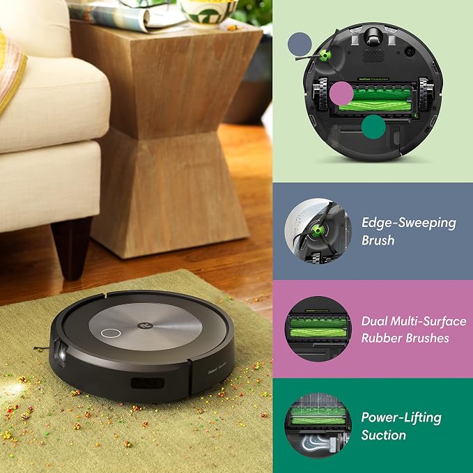 Roomba j7 (7150) Wi-Fi Connected Robot Vacuum - Identifies and avoids Obstacles Like pet Waste & Cords, Smart Mapping, Works