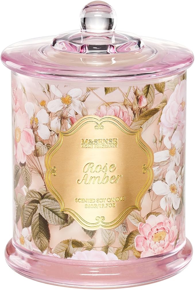 Rose Amber Candles for Home Scented, Organic Soy Candles made from natural materials, product image