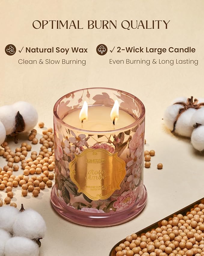 Rose Amber Candles for Home Scented, Organic Soy Candles made from natural materials, alternate product view 4