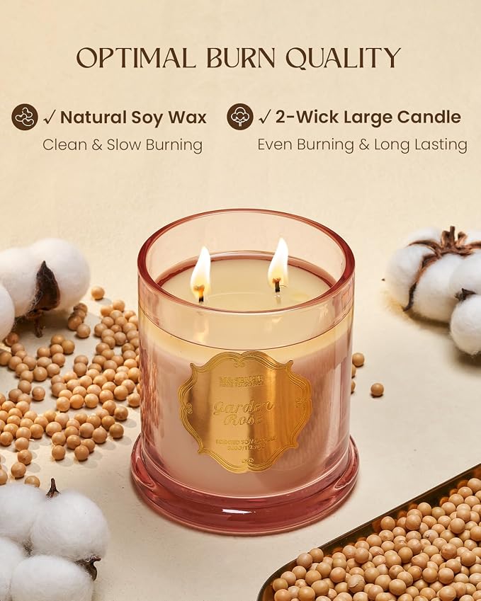 Rose Candles for Home Scented, Organic Soy Candles made from natural materials Soot-Free, alternate product view 4