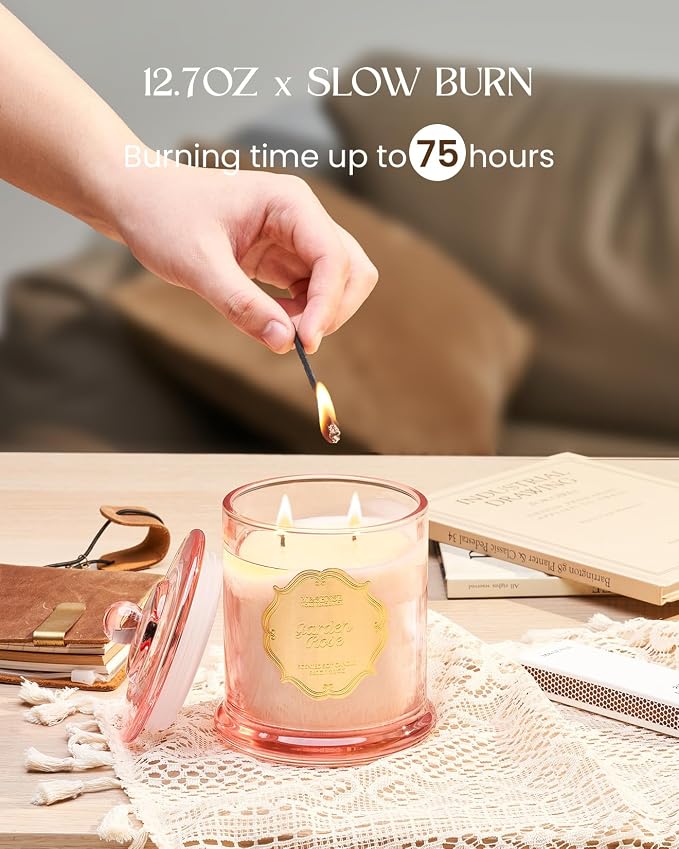 Rose Candles for Home Scented, Organic Soy Candles made from natural materials Soot-Free, alternate product view 7