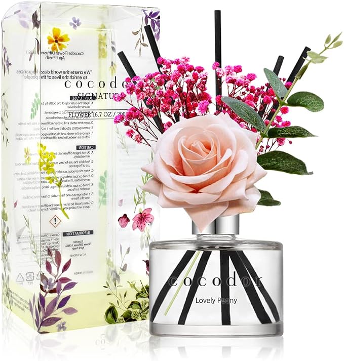 Rose Flower Reed Diffuser/Lovely Peony/6.7oz(200ml)/1 Pack/Reed Diffuser, Reed Diffuser Set, Oil Diffuser & Reed Diffuser