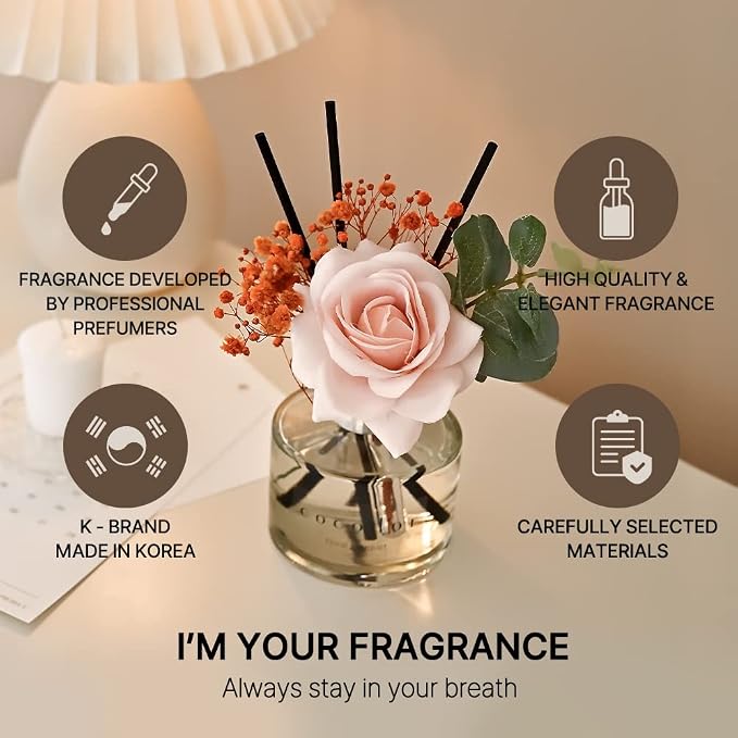 Rose Flower Reed Diffuser/Lovely Peony/6.7oz(200ml)/1 Pack/Reed Diffuser, Reed Diffuser Set, Oil Diffuser & Reed Diffuser
