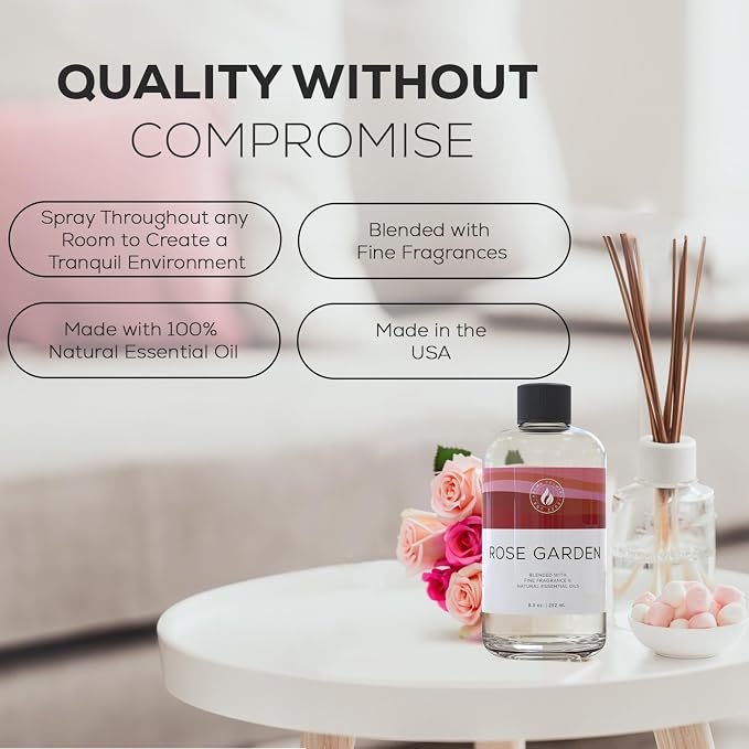 Rose Garden Diffuser Oil - Luxury Essential Oils for Diffuser Refill & Air Freshener Room Spray, alternate product view 4
