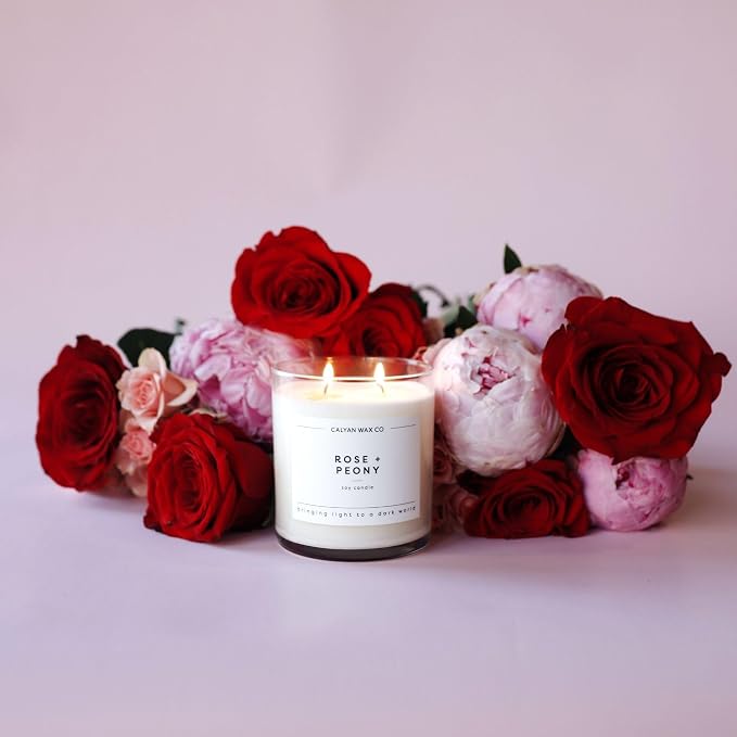 . Rose & Peony 2 Wick Scented Candle - 37 Hour Burn - Luxury made from natural materials Soy Wax Candles, alternate product