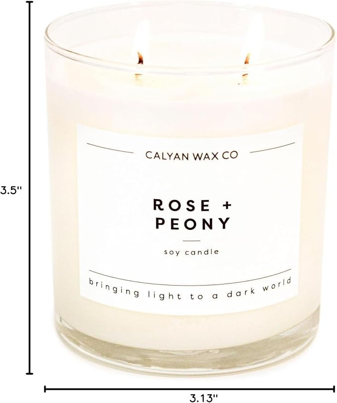 . Rose & Peony 2 Wick Scented Candle - 37 Hour Burn - Luxury made from natural materials Soy Wax Candles, alternate product