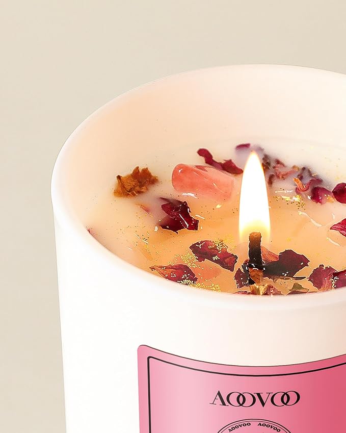 Rose Scented Candles for Women - Aromatherapy Candle with Crystals Inside, 10oz Soy Candles for Home Scented, alternate
