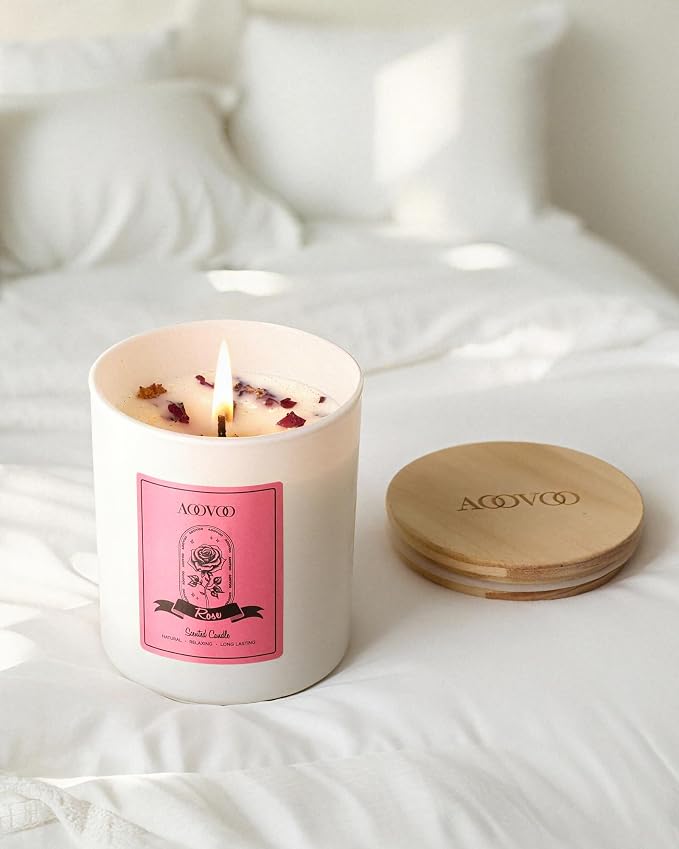 Rose Scented Candles for Women - Aromatherapy Candle with Crystals Inside, 10oz Soy Candles for Home Scented, alternate
