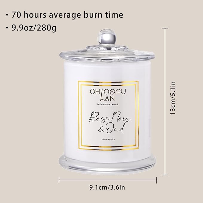 Rose Scented Candles, Oud Candle Gifts for Women, Long Lasting Burning Highly Scented Lovely Candles, Valentines Day Gifts