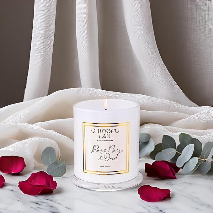 Rose Scented Candles, Oud Candle Gifts for Women, Long Lasting Burning Highly Scented Lovely Candles, Valentines Day Gifts
