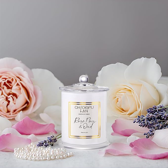 Rose Scented Candles, Oud Candle Gifts for Women, Long Lasting Burning Highly Scented Lovely Candles, Valentines Day Gifts