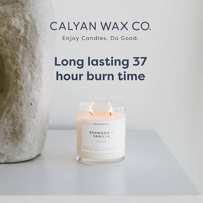 . Rosewood & Amber 2 Wick Scented Candle - 37 Hour Burn - Luxury made from natural materials Soy Wax Candles, alternate