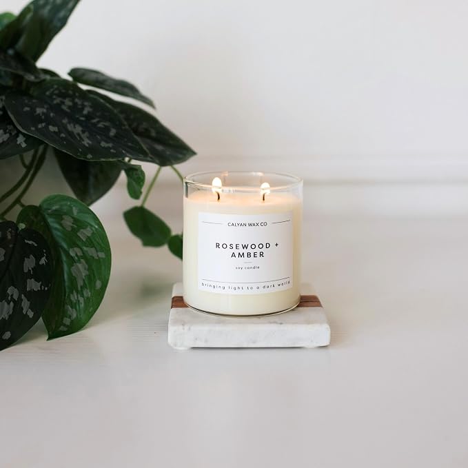 . Rosewood & Amber 2 Wick Scented Candle - 37 Hour Burn - Luxury made from natural materials Soy Wax Candles, alternate
