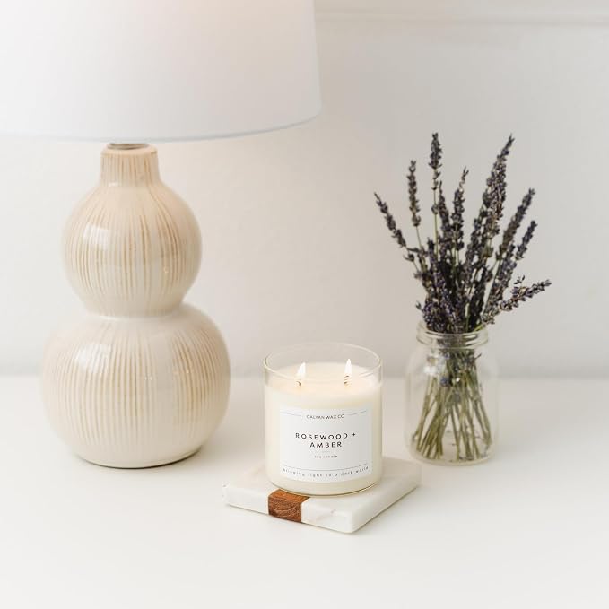 . Rosewood & Amber 2 Wick Scented Candle - 37 Hour Burn - Luxury made from natural materials Soy Wax Candles, alternate