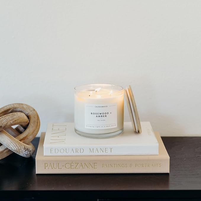 . Rosewood & Amber 3 Wick Scented Candle - 43 Hour Burn - Luxury 3 Wick Soy Candles, alternate product view 8