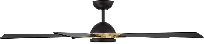 Rotary Indoor and Outdoor 5-Blade 65in Smart Home Ceiling Fan in Matte Black Soft Brass with 2700-3000-4000-5000K Selectable