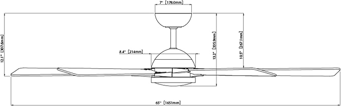 Rotary Indoor and Outdoor 5-Blade 65in Smart Home Ceiling Fan in Matte Black Soft Brass with 2700-3000-4000-5000K Selectable