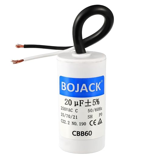 Run Capacitor 20 uF MFD 250V AC 20 MFD CBB60 2 Wire 50/60Hz Cylinder Motor Run Capacitor for Motor Blower air