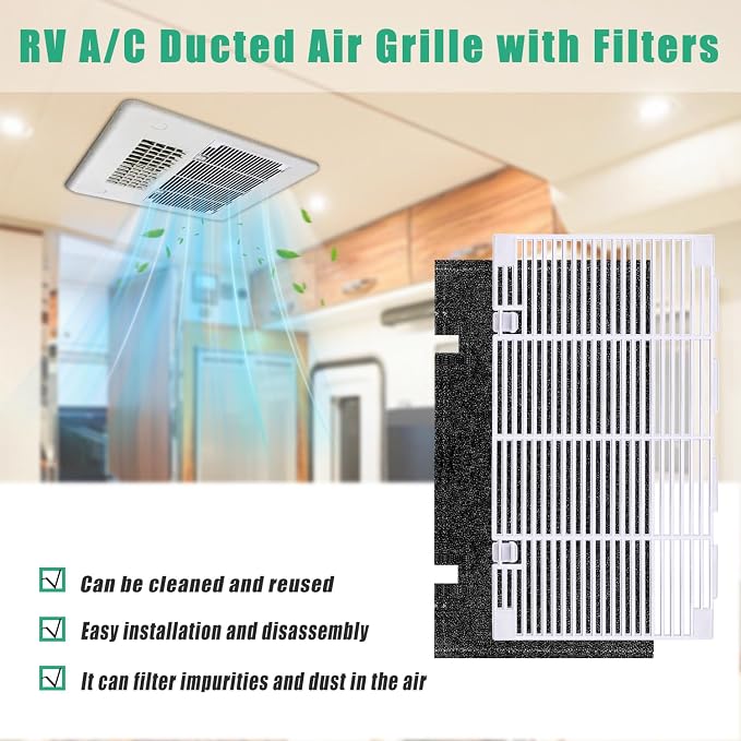 /RV A/C Ducted Air Grille Duo-Therm Air Conditioner Grille Replacement with Air Filter Fit for Dometic, alternate view 5