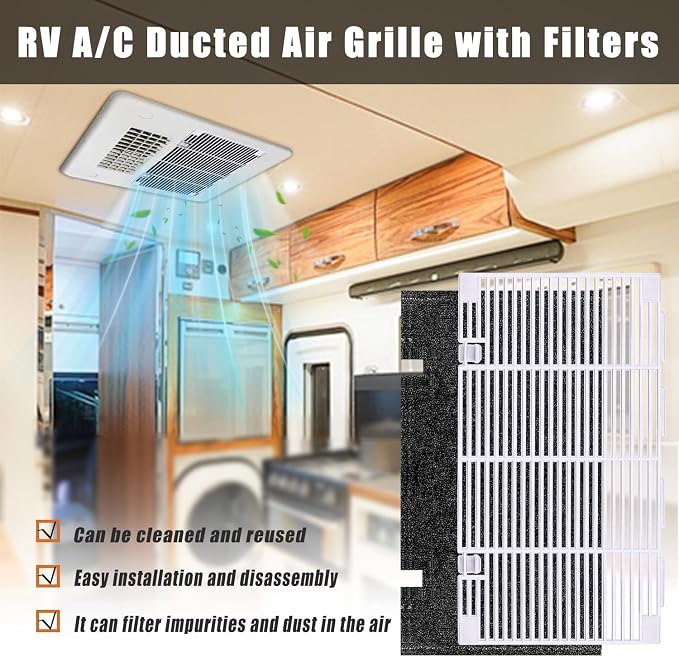 RV A/C Ducted Air Grille with Filters Duo-Therm Air Conditioner Grille Replacement for Dometic 3104928.019, alternate view 5