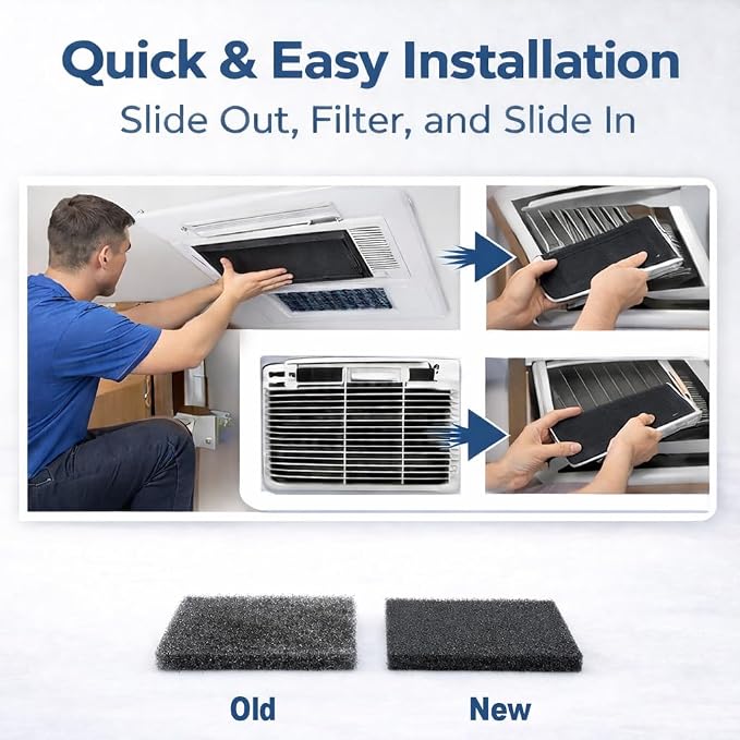 RV AC Foam Filter Compatible with Coleman Winnebago,15 x 15 x 1/4 inch(2 Pack) by Air Conditioner Foam Filter, alternate view